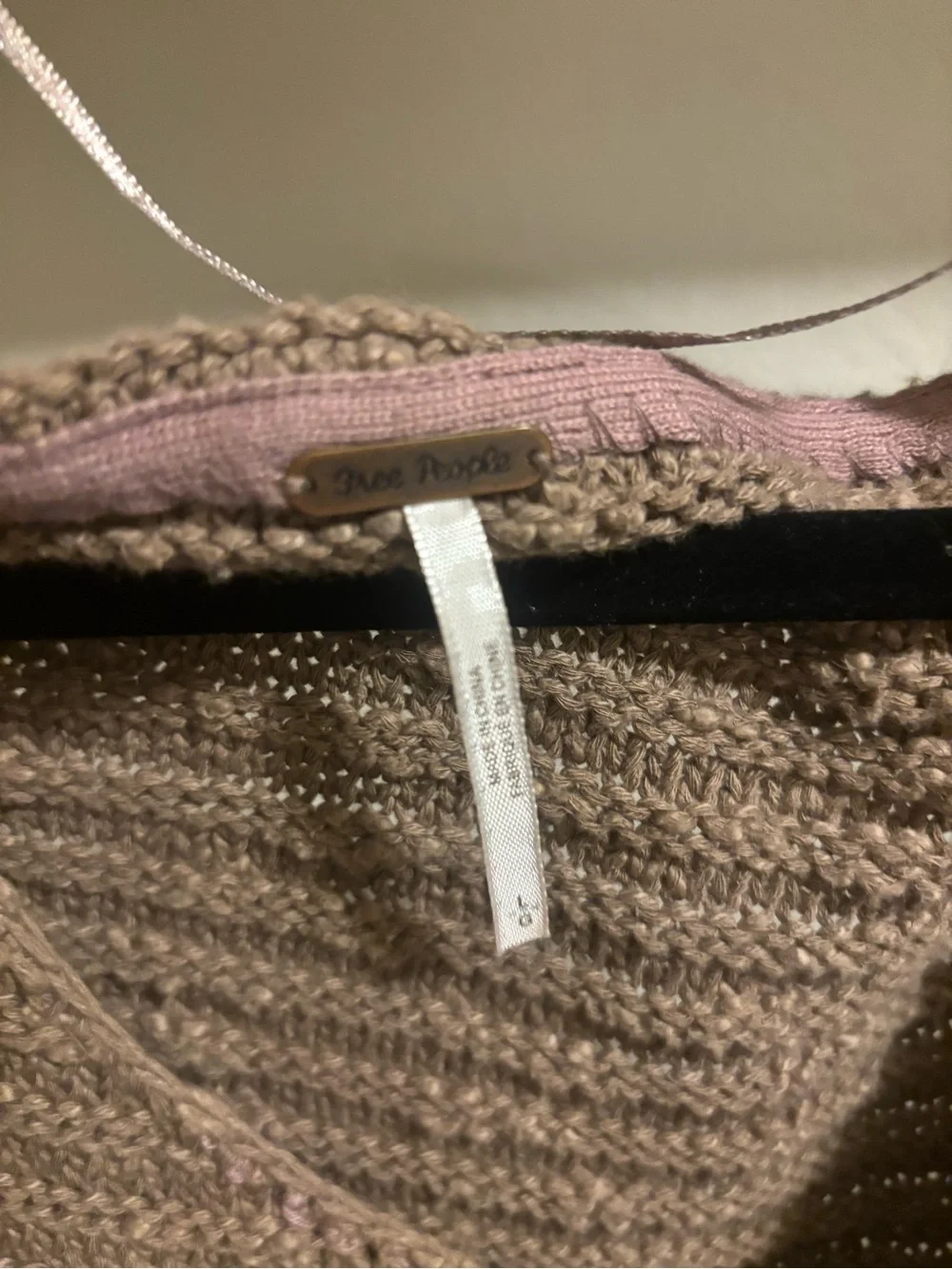 Free People Taupe Cowl Neck Knit Sweater